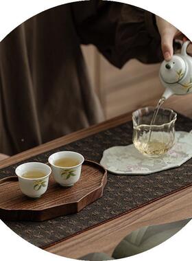 新款胡茶桃木如意茶MST-191-壶承干泡台精致实木一承茶盘托盘人席