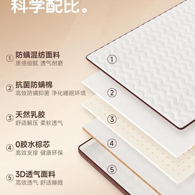 床垫椰棕垫羊绒天然子棕榈硬垫5.米定制1.8儿童床垫双ULC面护1腰