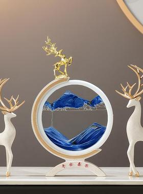 流沙QGO画沙饰漏暖居鹿件摆轻奢高档家居客厅酒电视柜柜办公室桌