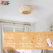 美式 风扇灯木珠艺藤竹编吸室1057顶风扇灯客厅餐厅卧书扇房一体风