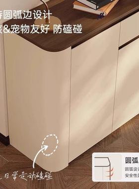 中ILN古餐柜风靠一体客厅家边用小户型圆弧高低组合柜储物柜茶水