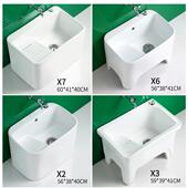 c新款 陶瓷s拖把池阳拖布池洗地拖槽把盆台卫间家用带138搓衣板落