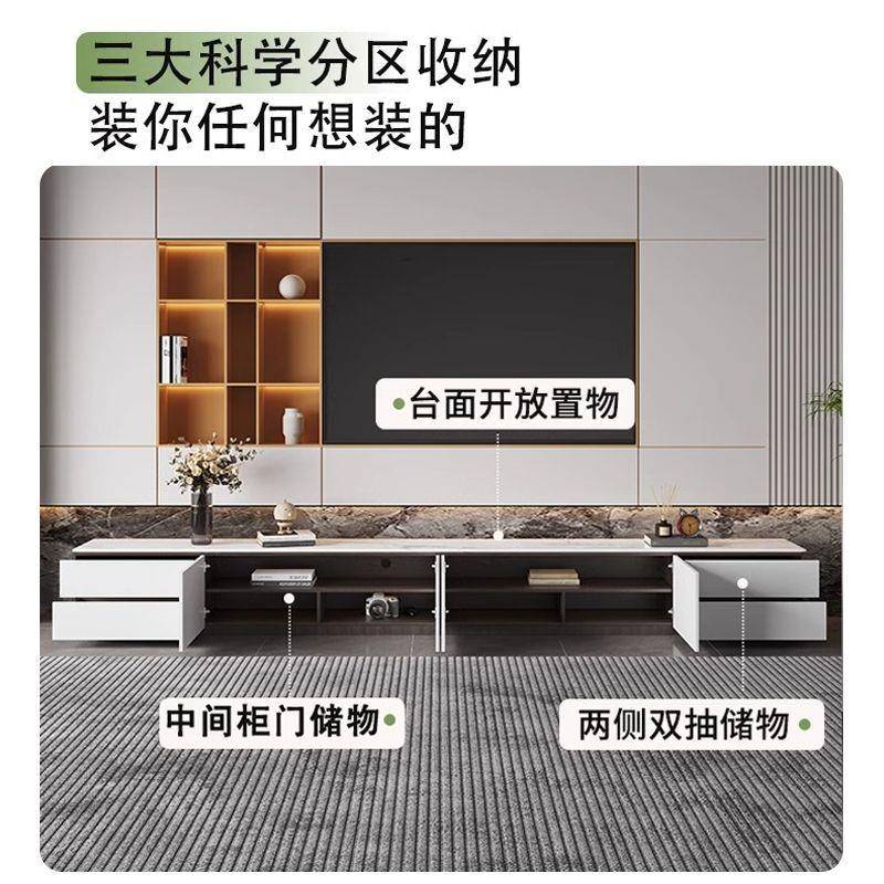 落地客电视轻柜奢感实木岩KSJ地板地台小户型白色柜厅家用电视柜