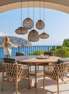 户外休闲藤TZ-1028椅合露台柚木三件套室绳台外阳组柚木桌椅花园