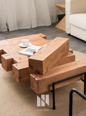 中式方桌新北美黑胡桃木茶桌木阳台棋小LD-52655茶几全实木象桌老