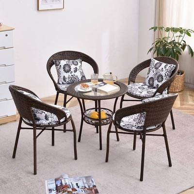阳小茶几台藤椅三件套组桌合休闲茶院小庭腾UQK椅子室外藤编户外