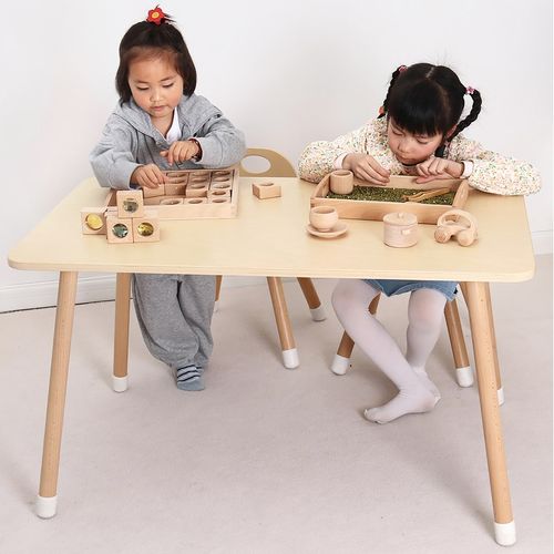 儿童桌桦木环保书桌幼儿学习桌手工幼儿园早教长方桌宝宝桌椅套装