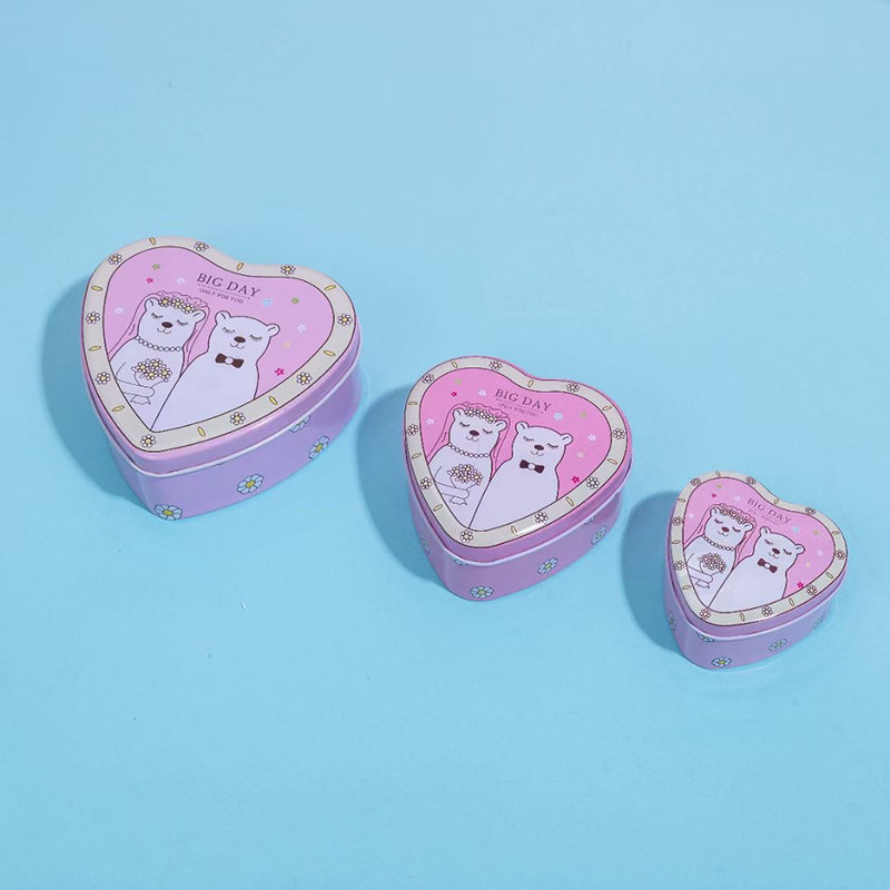 粉色卡通爱心形糖盒结婚礼喜糖盒子清新糖果盒包装免折叠礼盒铁盒