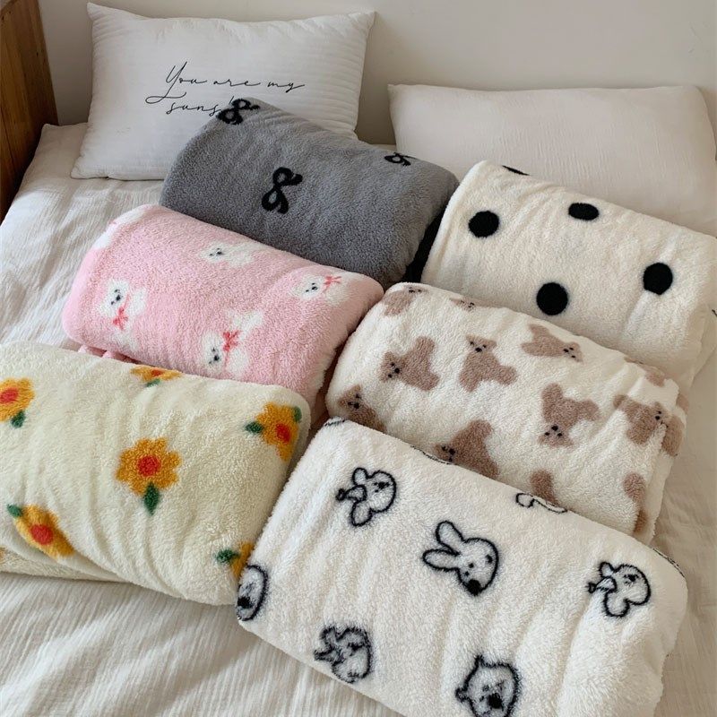 摇粒绒碎花毛毯午休毯盖毯秋冬加厚羊羔绒珊瑚绒毯子卧室沙发毯子