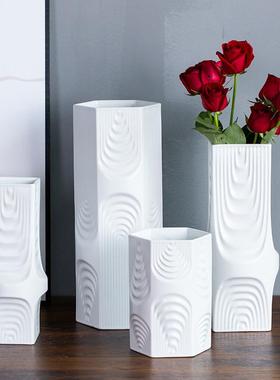 白色陶瓷花瓶客厅插花干花家居装饰品电视柜摆设鲜花新中式