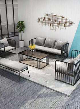 源头工厂价TXP2铁艺沙发小桌长凳组合简约轻奢休闲现代小厂家直销