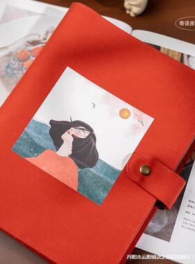 手账笔记随身布艺活页本文艺笔记本zb本A4手工女孩日记本红大B5