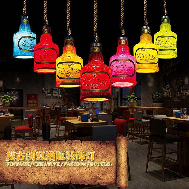 复古酒吧餐厅酒瓶吊灯创意灯饰个性咖啡厅茶楼休闲吧台KTV酒瓶灯