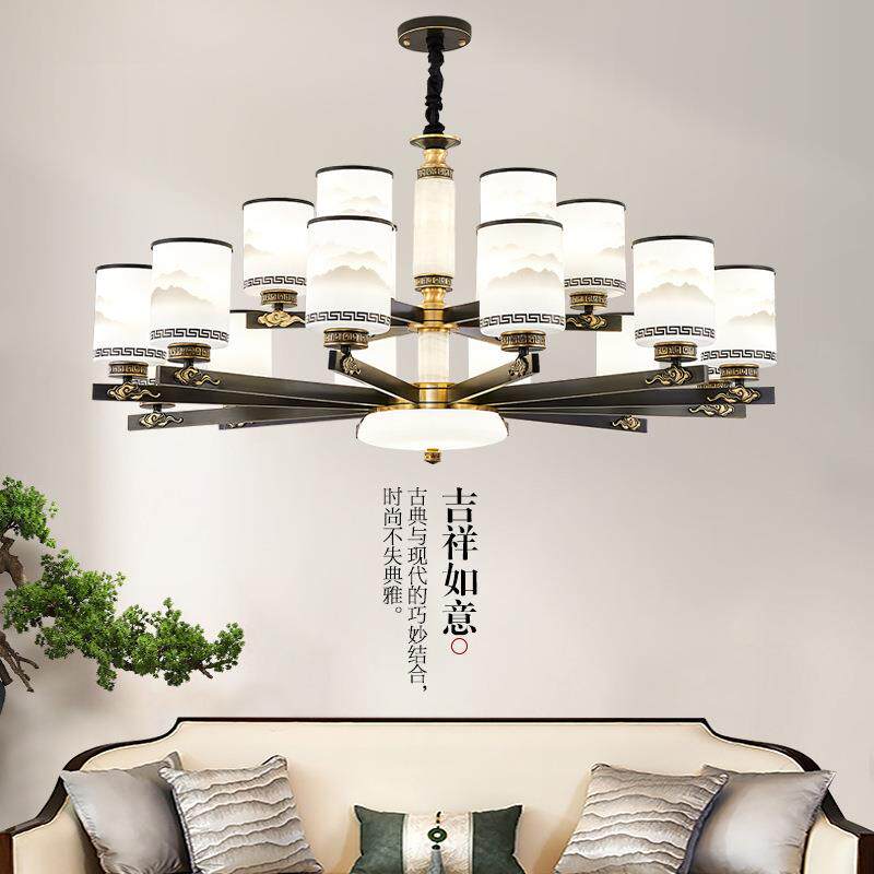 新中式吊灯全铜客厅灯具2022年新款现代简约大气家用卧室餐厅灯饰