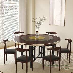 加厚大圆桌面板带转盘餐桌家用饭店酒店食堂饭桌子可折叠圆形餐桌