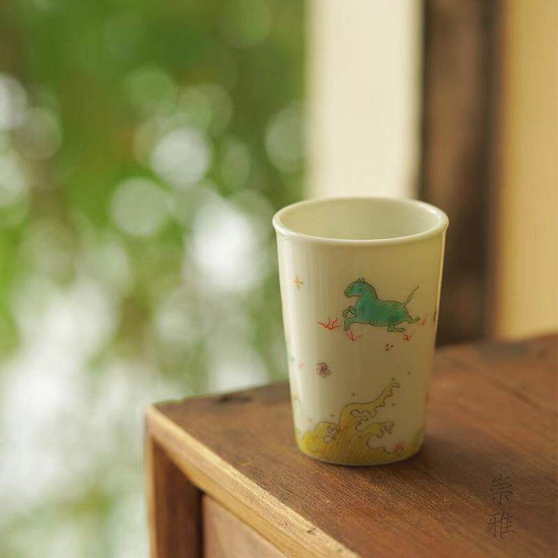沐云言物乘风破浪主人杯景德镇中式复古手绘单杯家用茶室人文茶器
