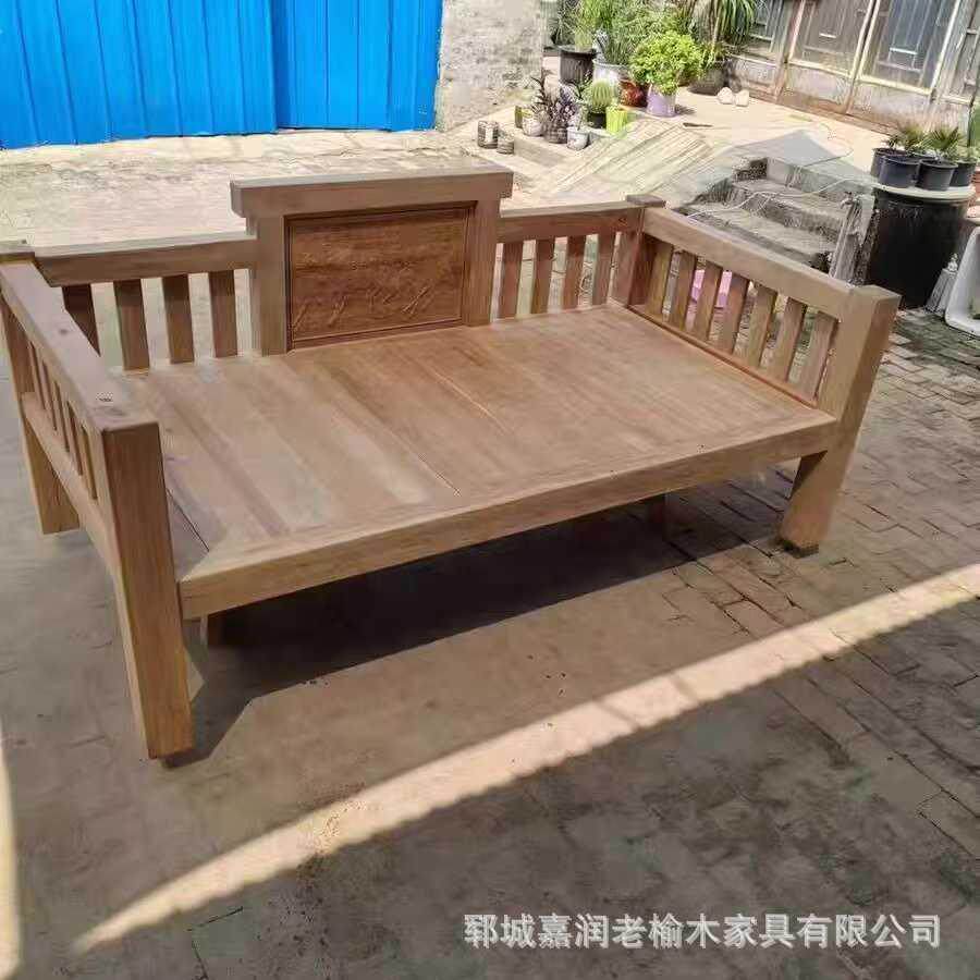 老榆木罗汉床实木沙发床民宿酒店仿古贵妃椅禅意床榻新中式沙发床
