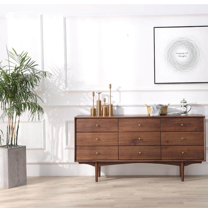 山海九斗柜北欧风卧室收纳客厅黑胡桃储物柜边柜木蜡油实木斗柜,电子元器件市场,其它元器件,淘宝优惠券,粉丝福利购,淘宝优惠卷