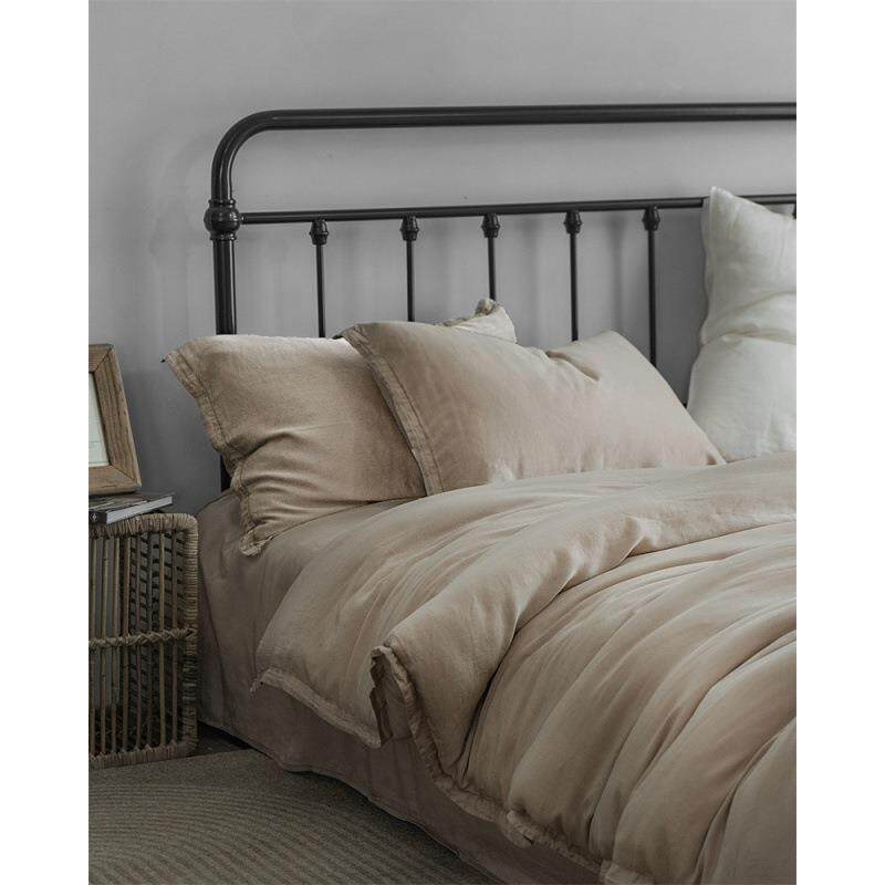 砂洗做旧80支绒感兰精天丝小宽边四件套纯色简约凉感丝滑床笠套件