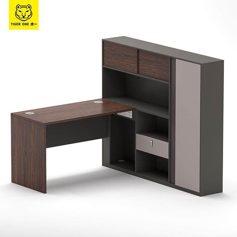 广东虎一办公家具高副柜财务办公桌单人电脑桌带书柜自由组合佛山