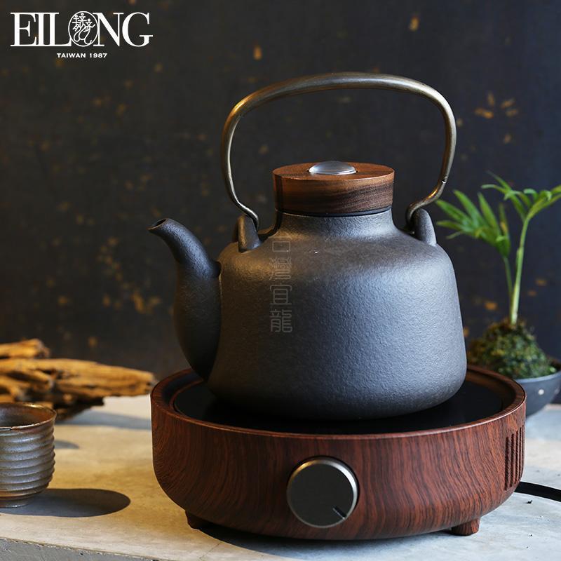 宜龙月泉感温式陶壶手工铜把提梁煮茶壶烧水壶家用茶具电陶炉茶壶
