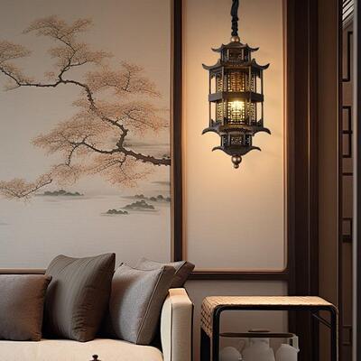 宋代美学中式吊灯餐厅灯国潮风宫廷走廊屋檐庭院凉亭仿古建筑吊灯