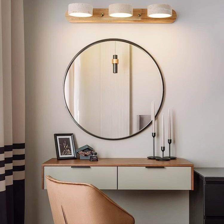 黄洞石镜前灯洗漱台卫生间梳妆台跨境简约现代实木床头氛围感壁灯