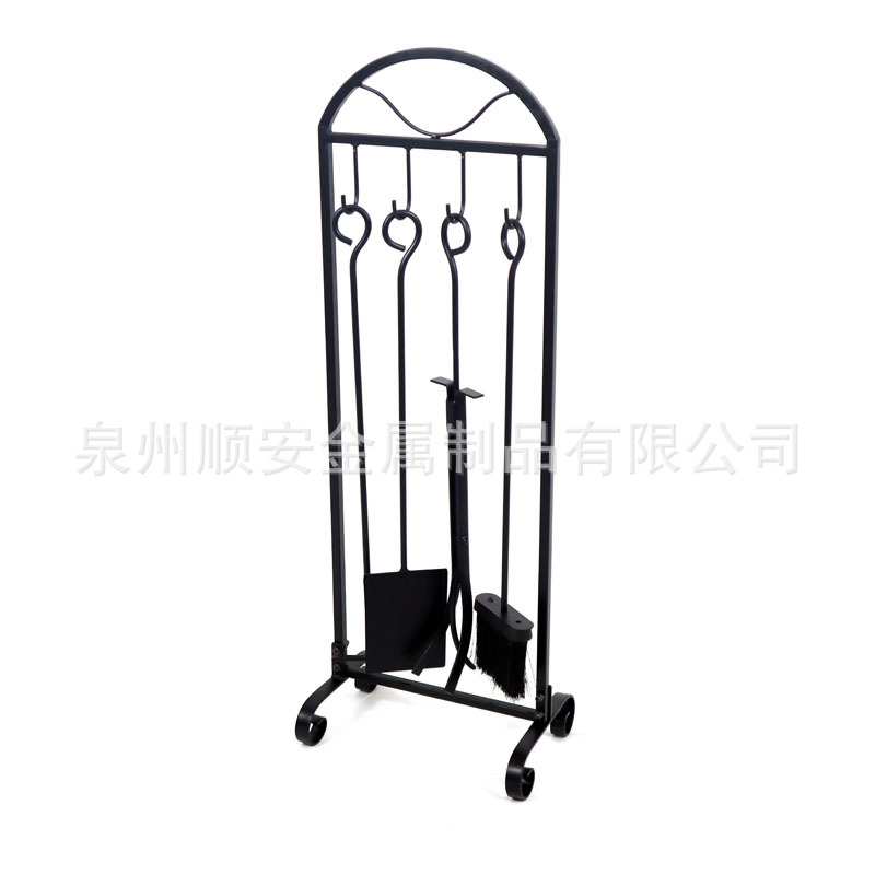 厂家直销欧式火炉 壁炉工具铁铲火钩火钳刷子 铁艺烤炉用具四件套