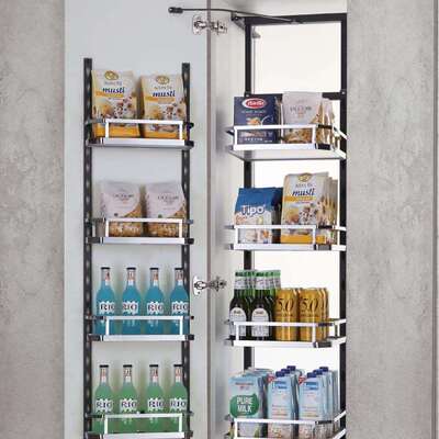 高柜板式单开或双开联动拉篮多层式高柜大容量拉篮配阻尼缓冲导