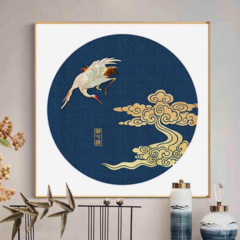 玄关装饰画新中式进门入户挂画禅意中国风墙画走廊过道尽头壁画