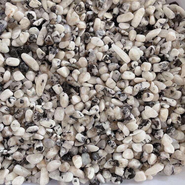 黑点白月光水晶碎石月光石鱼缸盆栽造景石装饰品