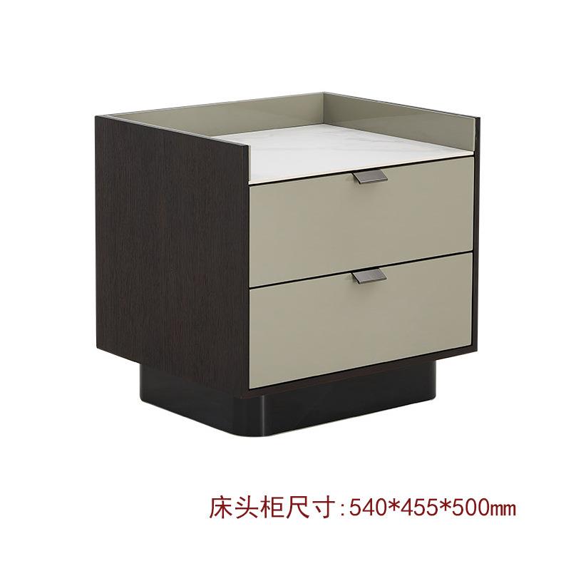 意式简约床头柜现代轻奢岩板收纳储物柜卧室小户型两抽五斗六斗柜