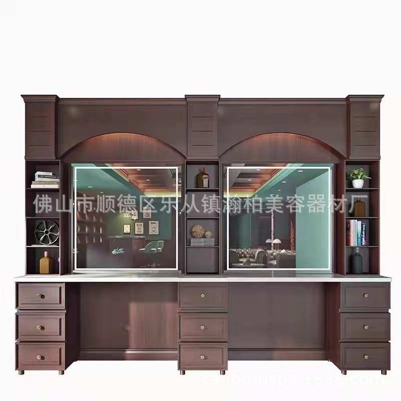 瀚柏复古板式美发店镜台发廊烫染区理发店镜子潮店烫染桌台镜子