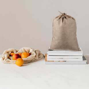 6 Pcs Vegetables with Drawstring Burlap Bag Holding Portable