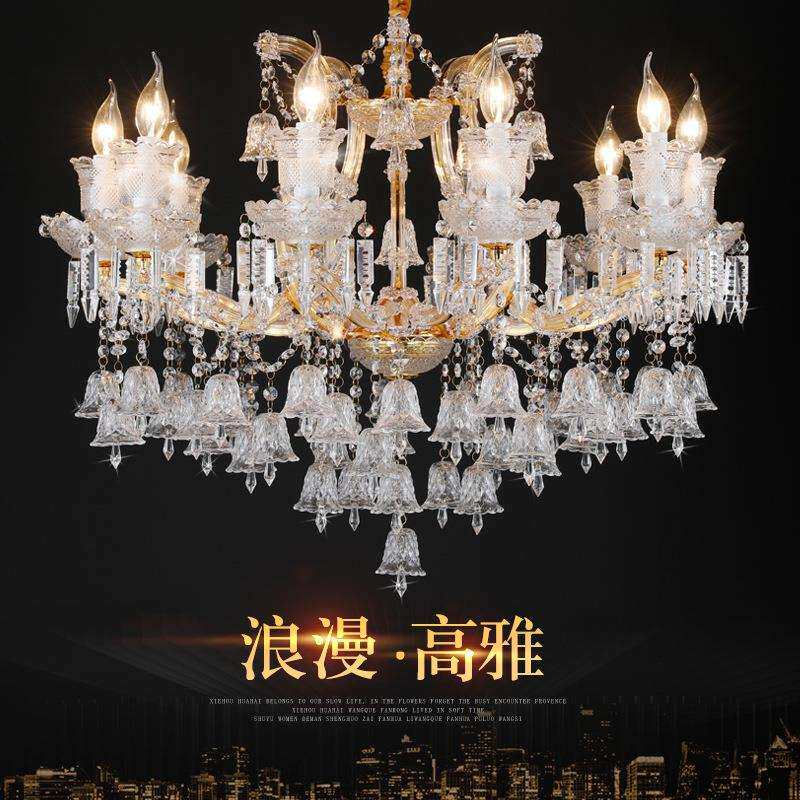 欧式客厅水晶灯餐厅卧室书房家用吊灯金色创意酒店网咖ktv蜡烛灯