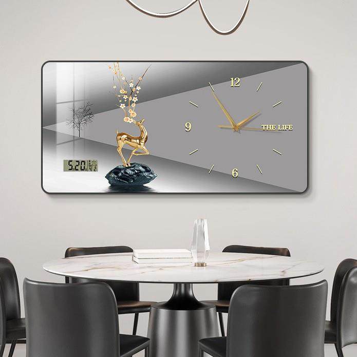 轻奢钟表挂钟万年历电子表挂墙现代简约餐厅装饰画挂表饭厅静音表