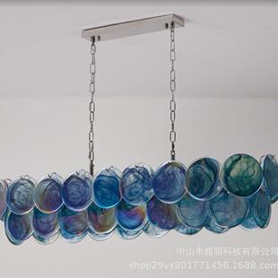 法式轻灯奢穆诺七彩玻吧拉璃吊中古风高端台餐厅温馨卧室客971厅