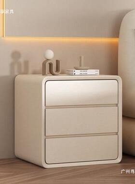 简约现代床头柜奶油木风实收纳超窄新款层轻NSH三奢卧室储床边物