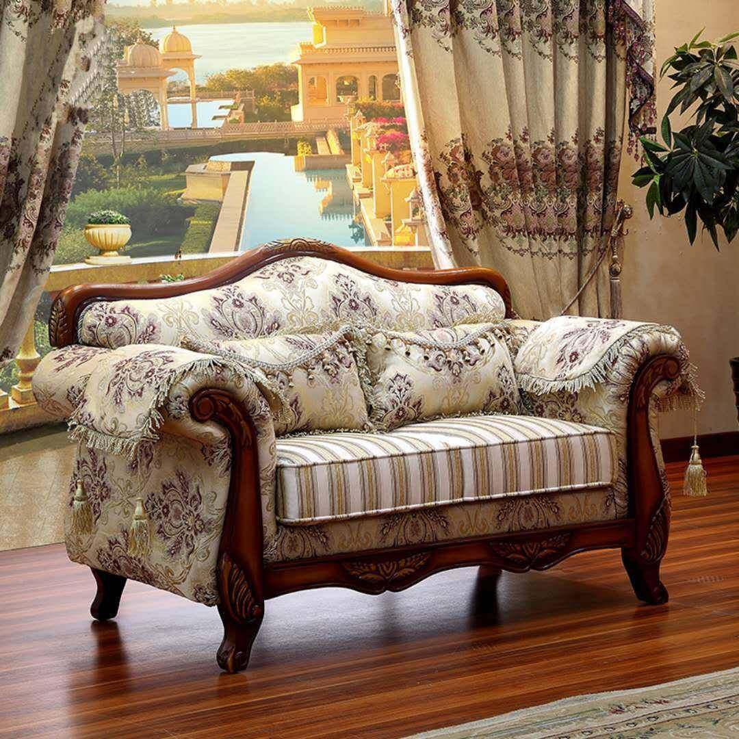 欧式布艺沙发田园式实木发简欧古典大小沙客厅户型组合可美拆
