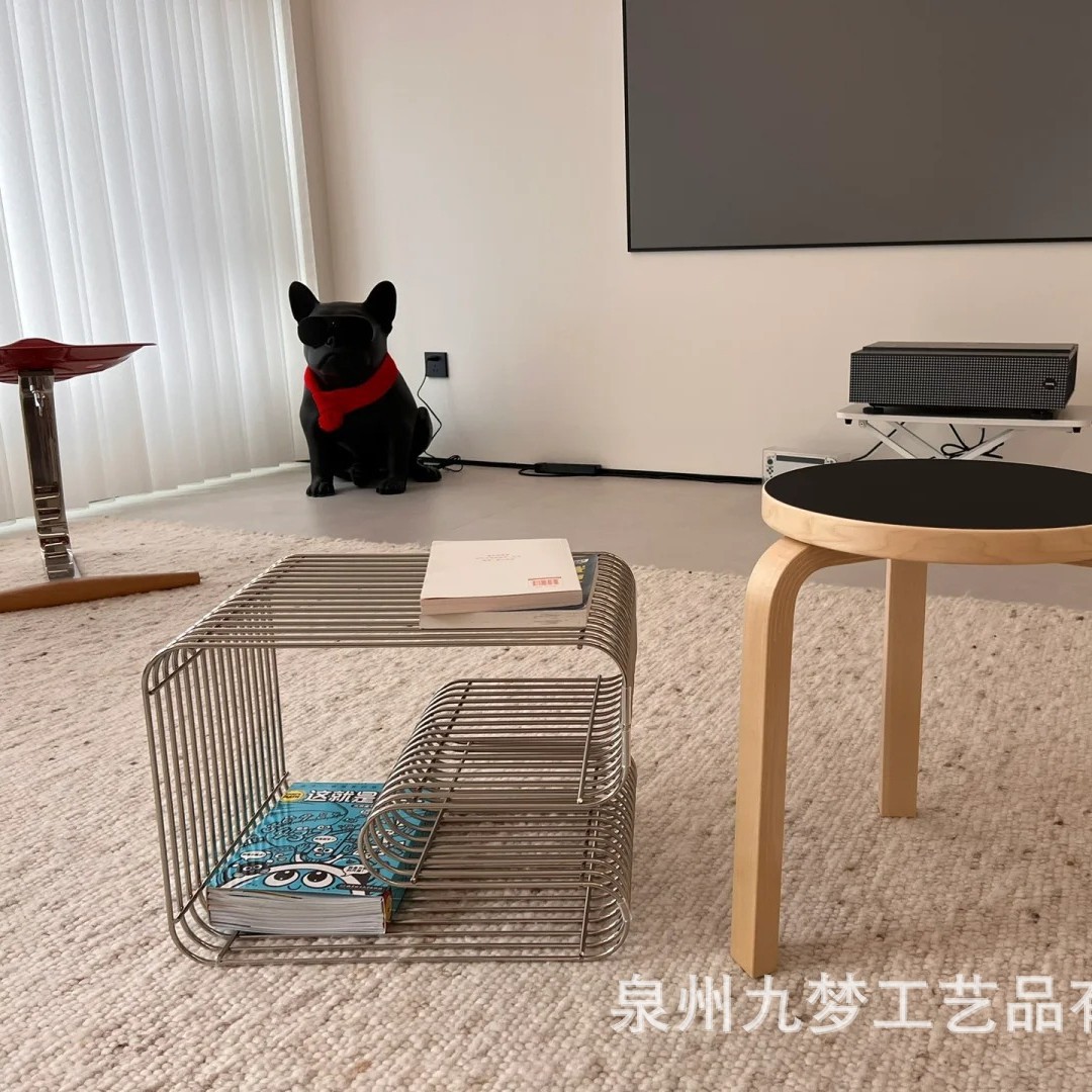 工厂直发外贸金属线条茶几床头柜书架杂志架置物架小桌子沙发边几