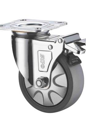 荣5寸带双刹车工轮业FPI万向灰色PP向脚C5S-01D-125-1012