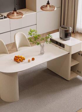 新款奶油放风板岛台餐桌椅现代岩简约开式厨FQC体房一多功能伸缩