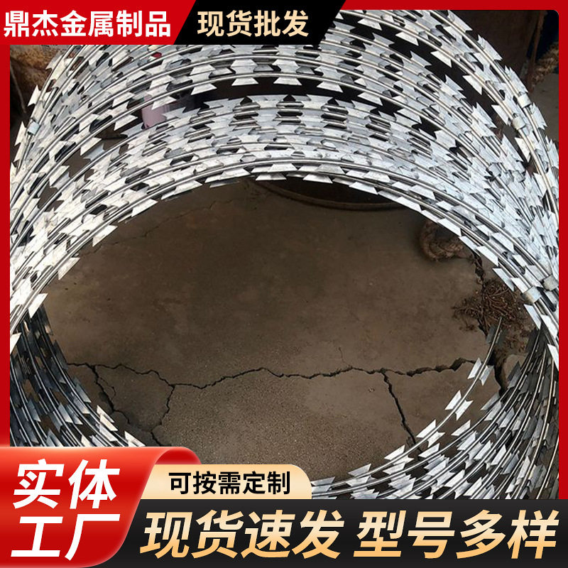 厂家直供刀片刺绳防护网 围墙防爬刺监狱带刺铁丝网 不锈钢丝刺绳图片
