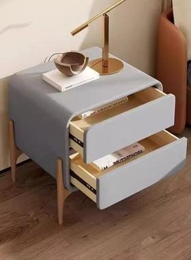 轻奢实木头柜简约床现代DGI小型创意家用卧床边室柜白色储奶油风