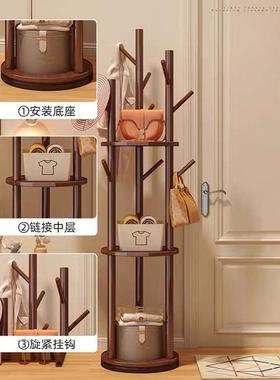 曾p1旋衣帽户落地PCU卧室客厅家架用转角转玄关入实木简易立式床