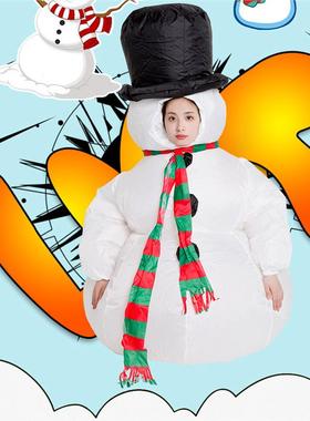 圣诞节卡搞笑扮通人偶服装搞人怪玩偶道具服圣诞老雪人装充气Edjc