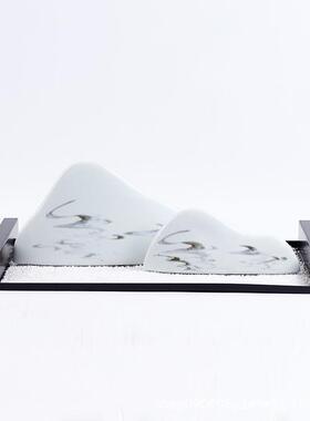 新中式PZ974假金属托盘假山具套组摆件家茶样板房关中国风玄软装