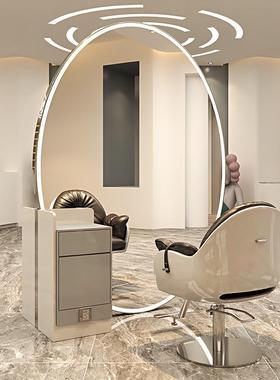 新款理用发店圆镜简约美发店镜子可发挂墙挂壁式发KKU廊专现代台