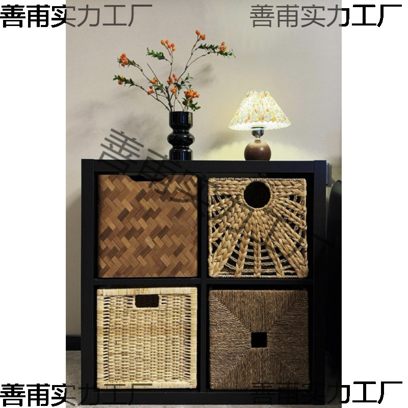 仿藤手工编织收纳筐可折叠式格子柜抽屉式海收纳篮水葫芦储物筐