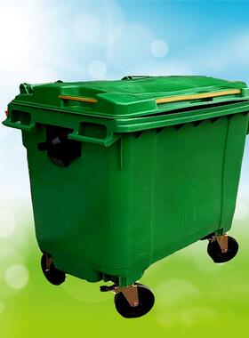660L塑料绿色垃圾桶户外工业城市垃圾桶带轮小区垃圾桶